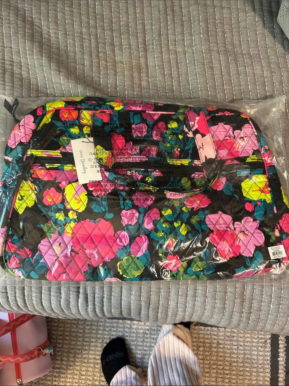 Vera Bradley Floral Quilted Cosmetic Case - Pink Multi on Black